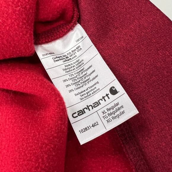 Carhartt Force Red 1/4 Zip Fleece lined sweatshirt men’s size XL Relaxed Fit - Picture 4 of 6